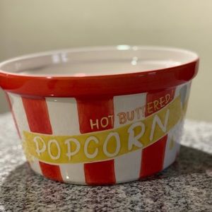 Striped popcorn ceramic bowl